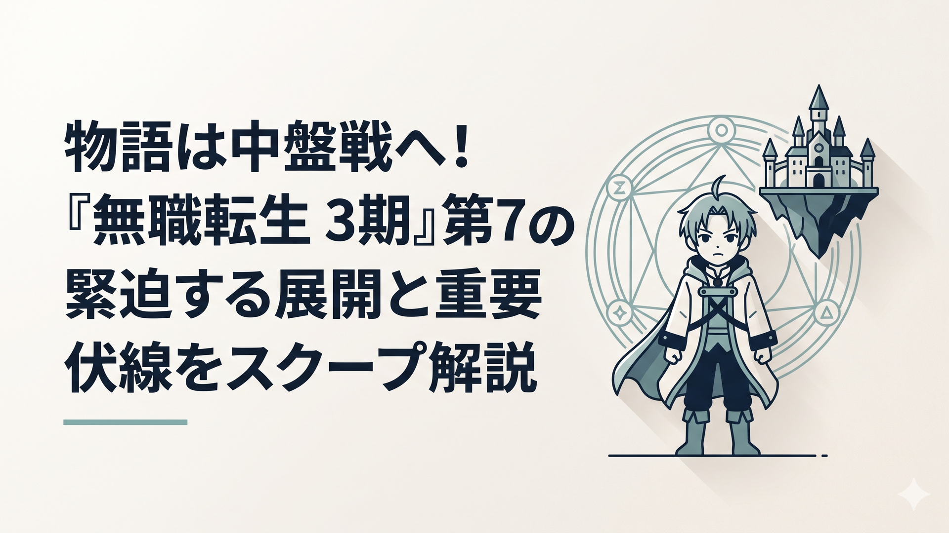 空中要塞ケイオスブレイカーへと続く魔法陣の前に立ち、険しい表情で決意を固める若い魔術師の姿