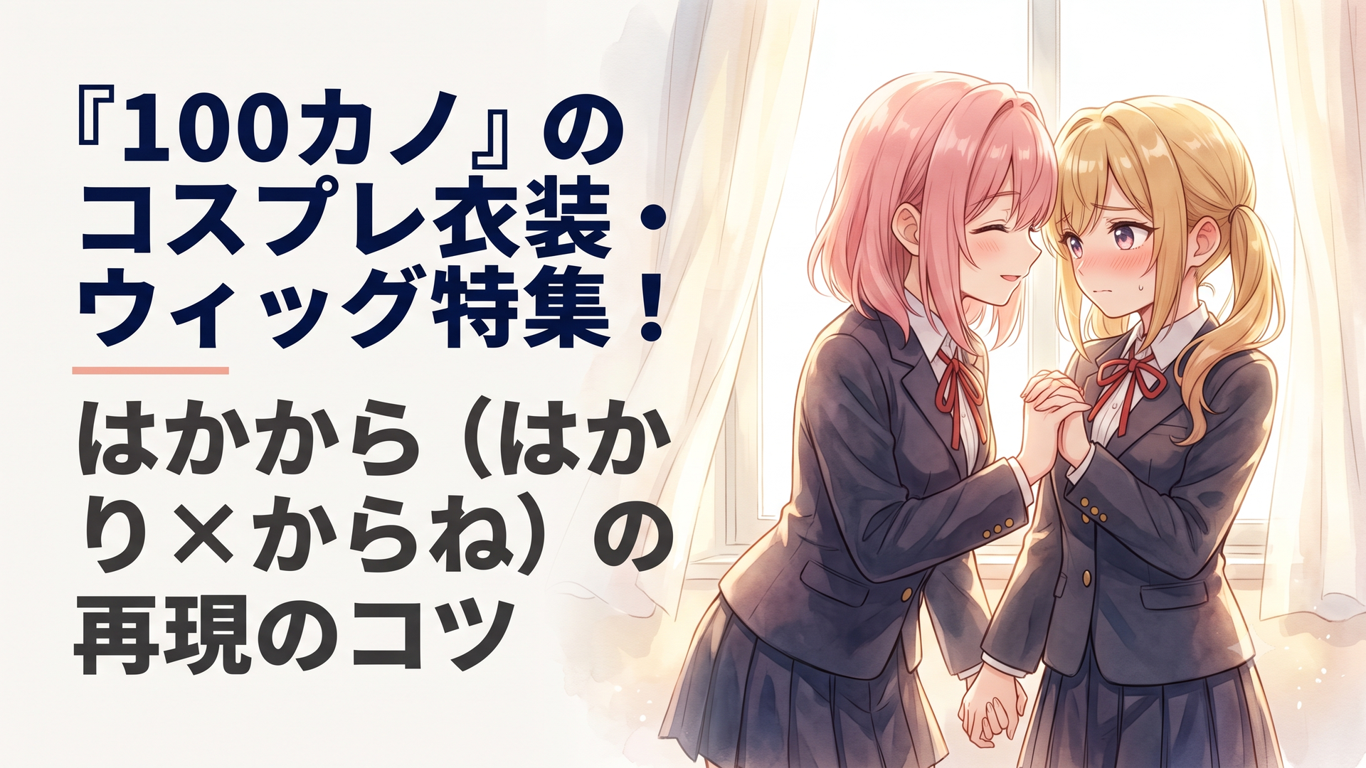 『君のことが大大大大大好きな100人の彼女』の花園羽香里と院田唐音の制服姿が並ぶ華やかなシーン
